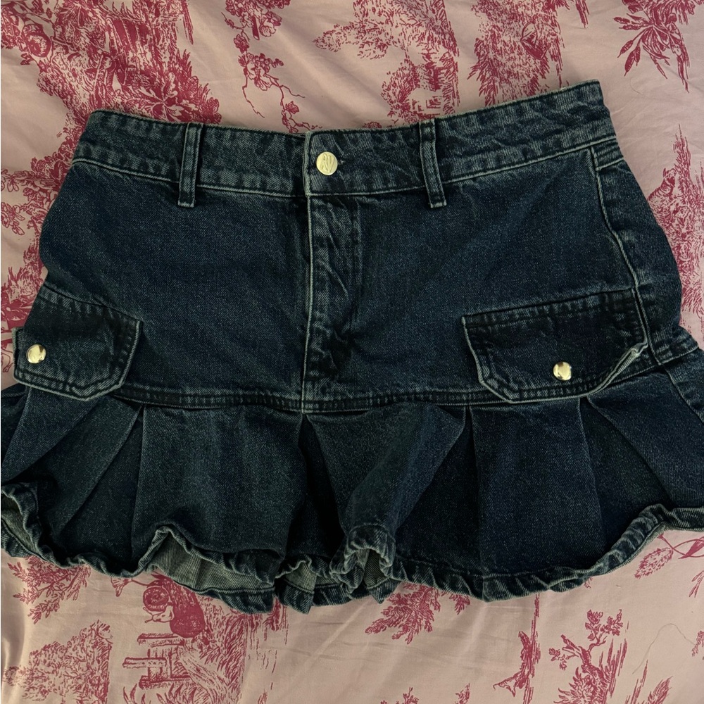Ruffle Denim Mini Skirt
